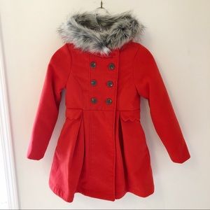 Cat & Jack Red Fur Trimmed Girls Winter Jacket
